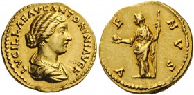 ROMAN AND BYZANTINE COINS 
 Lucilla, Augusta, 164-182. Aureus (Gold, 20mm, 7.12 g 1), Rome, 164-169. LVCILLAE AVG ANTONINI AVG F Draped bust of Lucil...