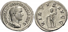 ROMAN AND BYZANTINE COINS 
 Gordian II, 238. Denarius (Silver, 20mm, 2.70 g 7), Rome. IMP M ANT GORDIANVS AFR AVG Laureate, draped and cuirassed bust...