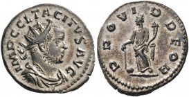 ROMAN AND BYZANTINE COINS 
 Tacitus, 275-276. Antoninianus or Aurelianus (Billon, 23mm, 4.81 g 1), Lugdunum, November-December 275. IMP C CL TACITVS ...