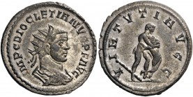 ROMAN AND BYZANTINE COINS 
 Diocletian, 284-305. Antoninianus (Billon, 23mm, 3.65 g 2), Lugdunum, 287-289. IMP C DIOCLETIANVS P F AVG Radiate, draped...