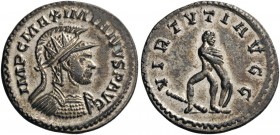 ROMAN AND BYZANTINE COINS 
 Maximianus, first reign, 286-305. Antoninianus (Billon, 23mm, 3.91 g 7), Lugdunum, 287-289. IMP C MAXIMIANVS P AVG Radiat...