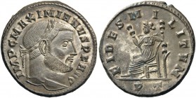 ROMAN AND BYZANTINE COINS 
 Galerius, 305-311. Follis (Bronze, 25mm, 10.97 g 1), Ticinum, 306. IMP C MAXIMIANVS P F AVG Laureate head of Galerius to ...