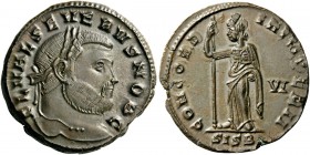 ROMAN AND BYZANTINE COINS 
 Severus II, as Caesar, 305-306. Follis (Bronze, 25mm, 10.47 g 11), Siscia, 305-306. FL VAL SEVERVS NOB C Laureate head of...