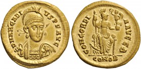 ROMAN AND BYZANTINE COINS 
 Arcadius, 383-408. Solidus (Gold, 20mm, 4.45 g 6), Constantinople, 397-402. D N ARCADI - VS P F AVG Helmeted, diademed an...