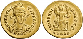 ROMAN AND BYZANTINE COINS 
 Arcadius, 383-408. Solidus (Gold, 20mm, 4.49 g 6), Constantinople, 397-402. D N ARCADI - VS P F AVG Helmeted, diademed an...