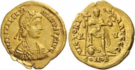 ROMAN AND BYZANTINE COINS 
 Valentinian III, 425-455. Solidus (Gold, 20mm, 4.51 g 6), Ravenna, 430-445. D N PLA VALENTINIANVS P F AVG Rosette-diademe...