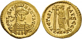 ROMAN AND BYZANTINE COINS 
 Leo I, 457-474. Solidus (Gold, 20mm, 4.50 g 6), Constantinople, c. 462 or 466. D N LEO PERPET AVG Helmeted, diademed and ...