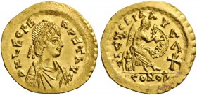 ROMAN AND BYZANTINE COINS 
 Leo I, 457-474. Semissis (Gold, 18mm, 2.24 g 7), Constantinople, 457-468. D N LEO PE - RPET AVG Diademed, draped and cuir...