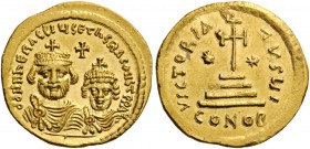 ROMAN AND BYZANTINE COINS 
 Heraclius, with Heraclius Constantine, 610-641. Light weight Solidus of 23 siliquae (Gold, 20mm, 4.29 g 7), Constantinopl...