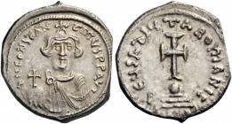 ROMAN AND BYZANTINE COINS 
 Constans II, 641-668. Hexagram (Silver, 22mm, 6.26 g 6), Constantinople, 642-647. dN CONSTAN-TINUS P P AVC Crowned and dr...