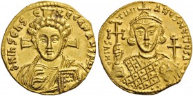 ROMAN AND BYZANTINE COINS 
 Justinian II, second reign, 705-711. Solidus (Gold, 21mm, 4.27 g 6), Constantinople, 705. d N IhS ChS RE - X REGNANTIUM L...