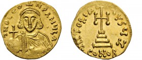 ROMAN AND BYZANTINE COINS 
 Leo III the &quot;Isaurian&quot;, 717-741. Solidus (Gold, 19 mm, 4.49 g 6), Constantinople, 717-720. dND LEO - N P A MUL ...