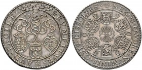 MODERN COINS 
 A SPECIAL COLLECTION OF DUTCH AND DUTCH RELATED MEDALS 
 The Dutch Republic. 1596. Medal (Silver, 51.5mm, 46.02 g 12), on the triple ...