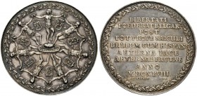 MODERN COINS 
 A SPECIAL COLLECTION OF DUTCH AND DUTCH RELATED MEDALS 
 The Dutch Republic. Medal (Silver, 58mm, 60.14 g 12), on the Peace of Wespha...