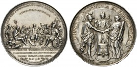 MODERN COINS 
 A SPECIAL COLLECTION OF DUTCH AND DUTCH RELATED MEDALS 
 Nürnberg. 1691. Medal (Silver, 50mm, 44.67 g 12), on the Princes’ Congress i...
