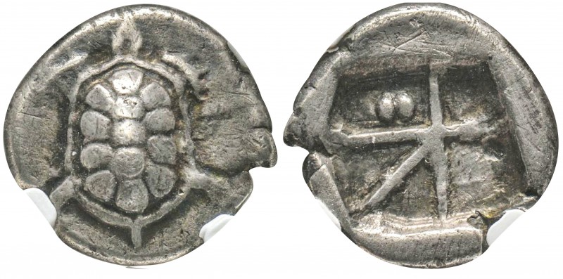 Aegina 350-338 avant J.-C. drachme, AG 5.29 g.
Ref : Millbank pl. 2, 14, Dewing...