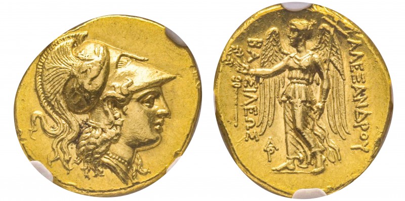 Alexandre III le Grand 336-323 avant J.-C.
Statère d’or, AU 8.58 g.
Avers : Tê...