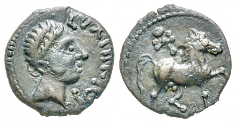 Cadurci, Bronze LVXTIIRIOS, 58-52 avant J.-C., AU 1.65 g.
Avers : Tête humaine ...