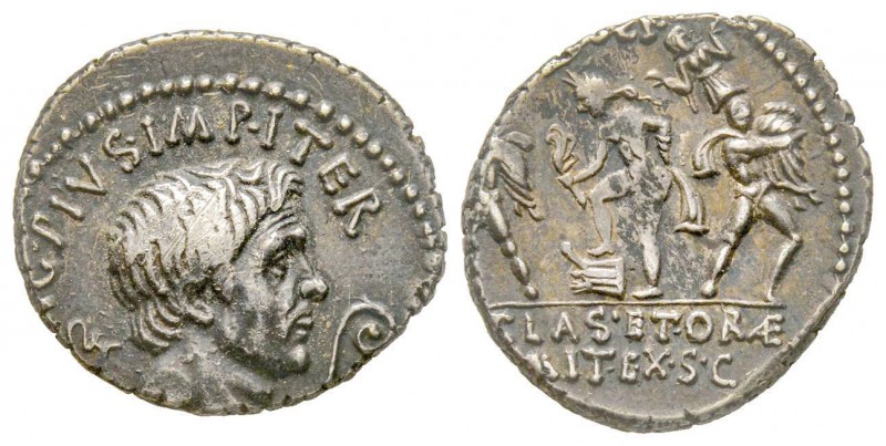 Civil Wars, Sextus Pompeius 43-36 avant J.-C.
Denarius, Sicile 42-40 avant J.-C...