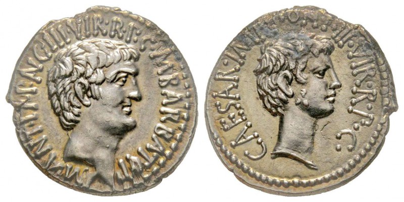 Civil wars, Marc Antonius & Octavianus 
Denarius, Ephesus, 41 avant J.-C., AG 3...