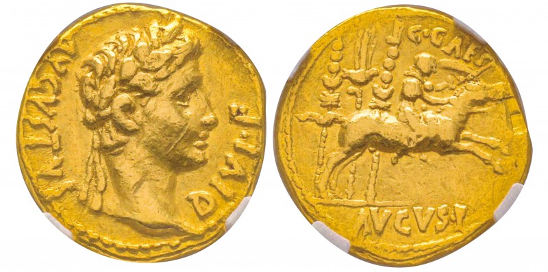 Augustus 27 avant J.-C. - 14 après J.-C.
Aureus, Lugdunum (Lyon), 8-6 avant J.-...