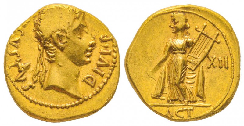 Augustus 27 avant J.-C. - 14 après J.-C.
Aureus, Lugdunum (Lyon), 12-11 avant J...