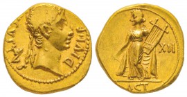 Augustus 27 avant J.-C. - 14 après J.-C.
Aureus, Lugdunum (Lyon), 12-11 avant J.C., AU 7.89 g.
Avers : AVGVSTVS DIVI F. Tête laurée à droite. 
Reve...
