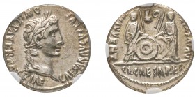 Augustus 27 avant J.-C. - 14 après J.-C.
Denarius avec Gaius et Lucius Caesar, Lugdunum (Lyon), 2 avant J.-C. - 14 après J.-C., AG 3.85 g. Ref : C 43...