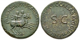 Caligula 37-41 après J.-C. pour Nero & Drusus Caesar
Dupondius, Rome, 37-38, AE 12.76 g.
Avers : NERO ET DRVSVS CAESARES Nero et Drusus caesares à d...