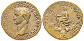 Claudius pour Nero Claudius Drusus 41-54
Sestertius, 41-42, AE 27.36 g.
Avers : NERO CLAVDIVS DRVSVS GERMANICVS IMP 
Revers : TI CLAVDIVS CAESAR AV...