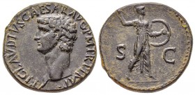 Claudius pour Nero Claudius Drusus 41-54
As, Rome, 50-54, AE 12.16 g.
Avers : TI CLAVDIVS CAESAR AVG P M TR P IMP Tête nue à gauche. 
Revers : S C ...