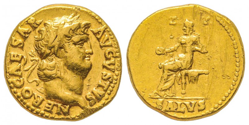 Nero 54-68 
Aureus, Rome, 66-68, AU 7.43 g.
Avers : NERO CAESAR AVGVSTVS Tête ...