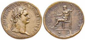 Domitianus 81-96
Sestertius, 81-96, AE 22.28 g.
Avers : IMP CAES DOMIT AVG GERM COS XVII CENS PER P P Tête laurée à droite. 
Revers : IOVI VICTORI ...