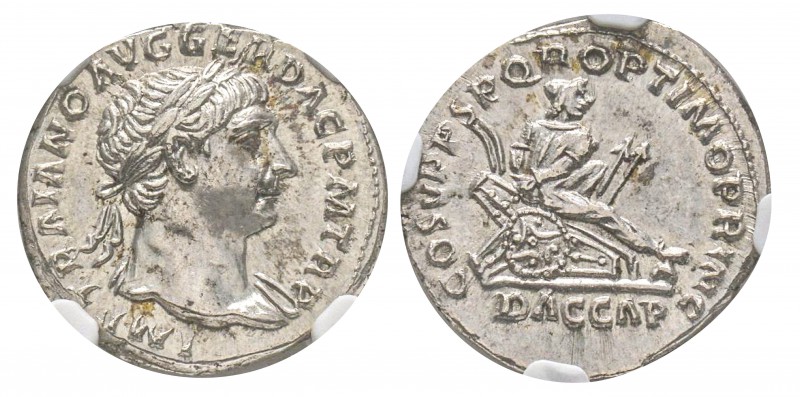 Traianus 98-117
Denarius, Rome, 103-111, AG 3.47 g.
Avers : IMP TRAIANO AVG GE...