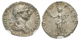 Traianus 98-117
Denarius, Rome, 114-117, AG 3.49 g.
Ref : C. 109, RIC 301 Conservation : NGC AU 5/5 - 4/5