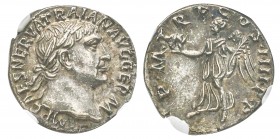 Traianus 98-117
Denarius, Rome, 101-102, AG 3.88 g. Ref : C 75, RIC 58 Conservation : NGC AU 5/5 - 5/5