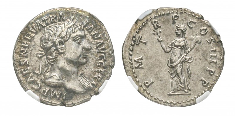 Traianus 98-117
Denarius, Rome, 100, AG 3.43 g. Ref : C. 72, RIC 38 Conservatio...