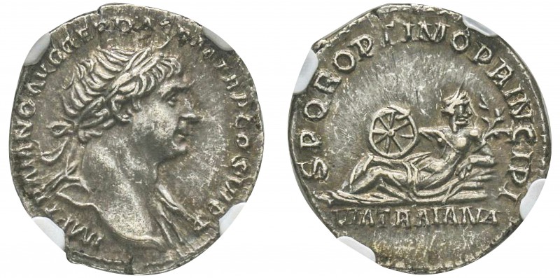 Traianus 98-117
Denarius, Rome, 112-113, AG 3.33 g.
Avers : IMP TRAIANO AVG GE...