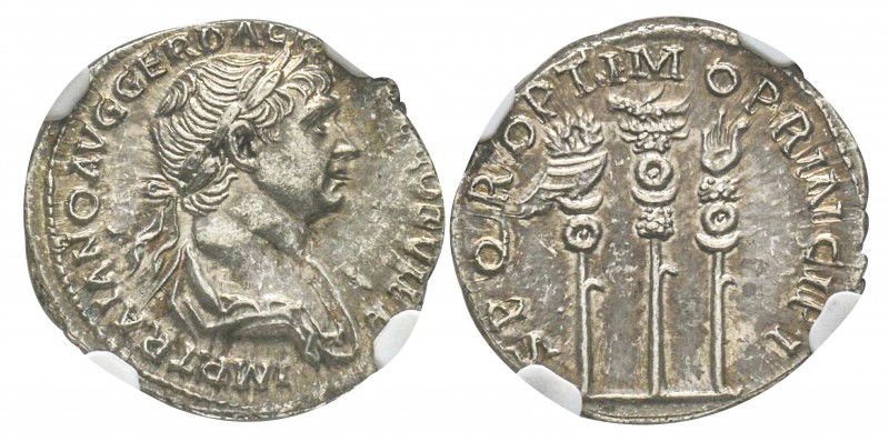 Traianus 98-117
Denarius, Rome, 104-111, AG 3.31 g.
Ref : C. 577, RIC 294 Cons...