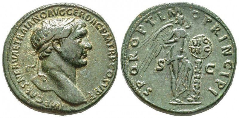 Traianus 98-117
Sestertius, Rome, 104-107, AE 25.48 g.
Avers : IMP CAES NERVAE...