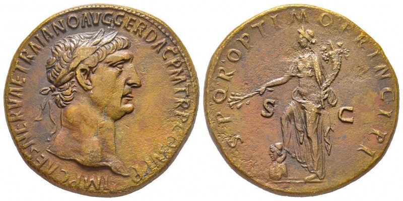 Traianus 98-117
Sestertius, Rome, 104-107, AE 26.09 g.
Avers : IMP CAES NERVAE...