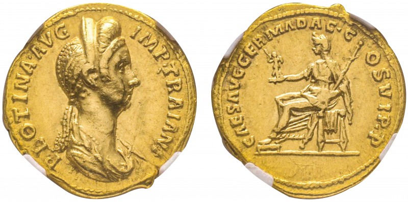 Plotina 105-122 (épouse de Trajan)
Aureus, Rome, 112-115, AU 7.22 g. 
Avers : ...