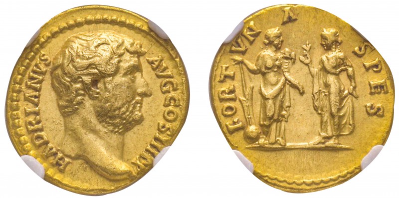 Hadrianus 117-138
Aureus, Rome, 134-138, AU 7.27 g.
Avers : HADRIANVS AVG Bust...