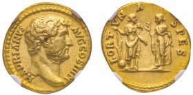 Hadrianus 117-138
Aureus, Rome, 134-138, AU 7.27 g.
Avers : HADRIANVS AVG Buste drapé à droite. 
Revers : FORTVNA SPES Fortuna debout à droite tena...