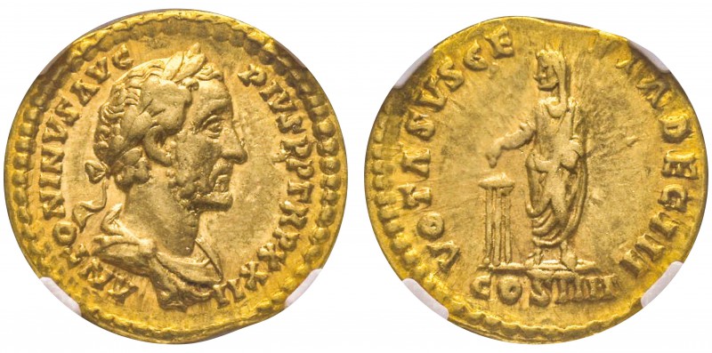 Antoninus Pius 138-161
Aureus, Rome, 158-159, AU 7.34 g.
Avers : ANTONINVS AVG...