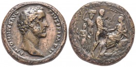 Antoninus Pius 138-161
Médaillon Rome, 158, AE 38.18 g.
Avers : ANTONINVS AVG PIVS P P IMP II Tête nue à droite. /Revers : Roma assise à gauche sous...