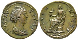 Antoninus Pius pour Faustina Augusta 138-141 
Sestertius, Rome, 141-161, AE 31.48 g.
Avers : DIVA FAUSTINA Buste drapé à droite. /Revers : AETERNITA...