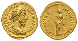 Marcus Aurelius 161-180
Aureus, Rome, 175, AU 7.25 g.
Avers : M ANTONINVS AVG GERM SARM Buste lauré, drapé et cuirassé à droite. 
Revers : TR P XXI...