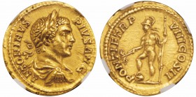 Caracalla 211-217 
Aureus, Rome, 205, AU 6.96 g.
Avers : ANTONINVS PIVS AVG Buste lauré, drapé et cuirassé à droite /Revers : PONTIF TR P VIII COS I...