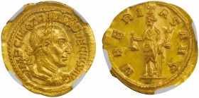 Traianus Decius 249-251 
Aureus, Rome, 249-251, AU 4.65 g.
Avers : IMP C M Q TRAIANVS DECIVS AVG Buste lauré, drapé et cuirassé à droite. /Revers : ...